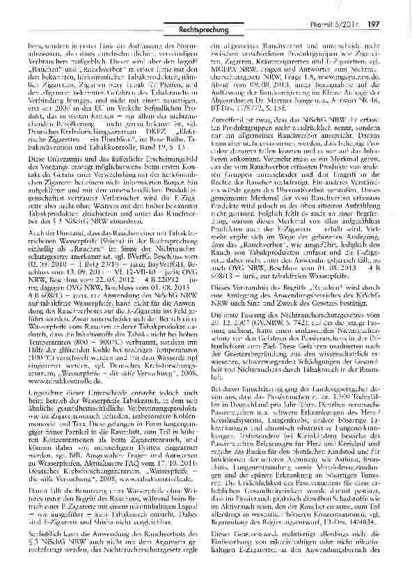 Vorschauseite 6: E Zigaretten in Gaststätten nicht verboten NiSchG NRW § 3 I 1