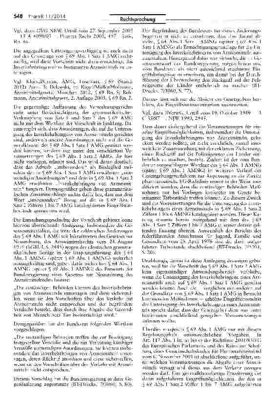 Vorschauseite 3: Inverkehrbringen eines Arzneimittels: § 69 Abs. 1 S. 1 AMG keine Grundlage für Untersagung AMCi § 69 1 Satz 1