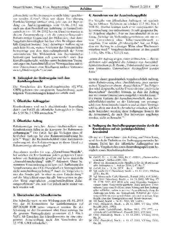 Vorschauseite 3: Rabattverträge über patentgeschützte Arzneimittel:Regieanweisung zum vergaberechtlichen Umgang nach derNeuregelung des § 130a Abs. 8 S. 8 SGB V