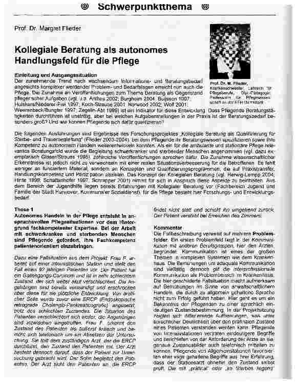 Vorschauseite 1: Kollegiale Beratung als autonomes Handlungsfeld für die Pflege