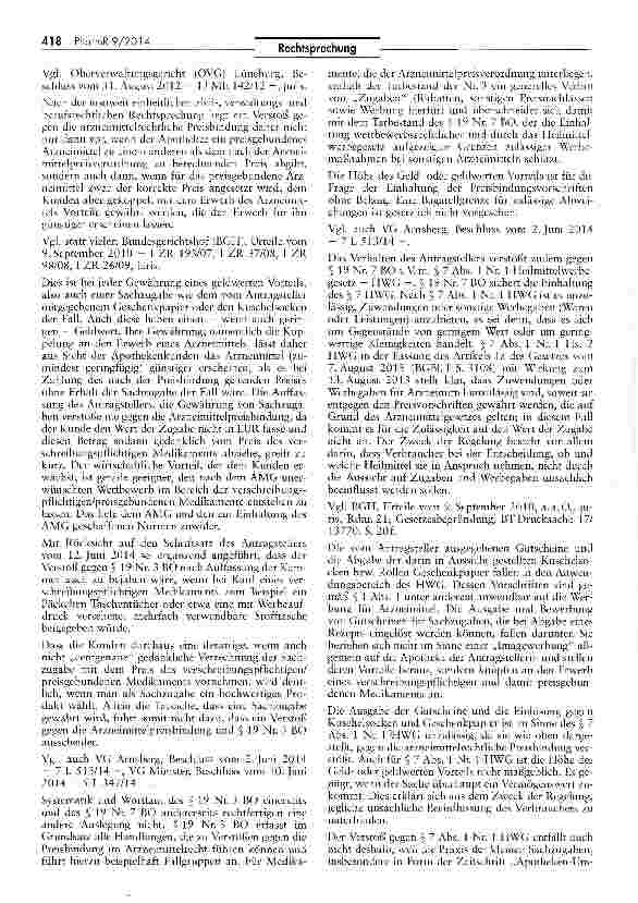 Vorschauseite 2: Keine Zugaben und Rabatte für verschreibungspflichtige Medikamente aus der ApothekeHeilBerG § 6 I Nr. 6; BO $ 19 Nr. 3; AMG § 78