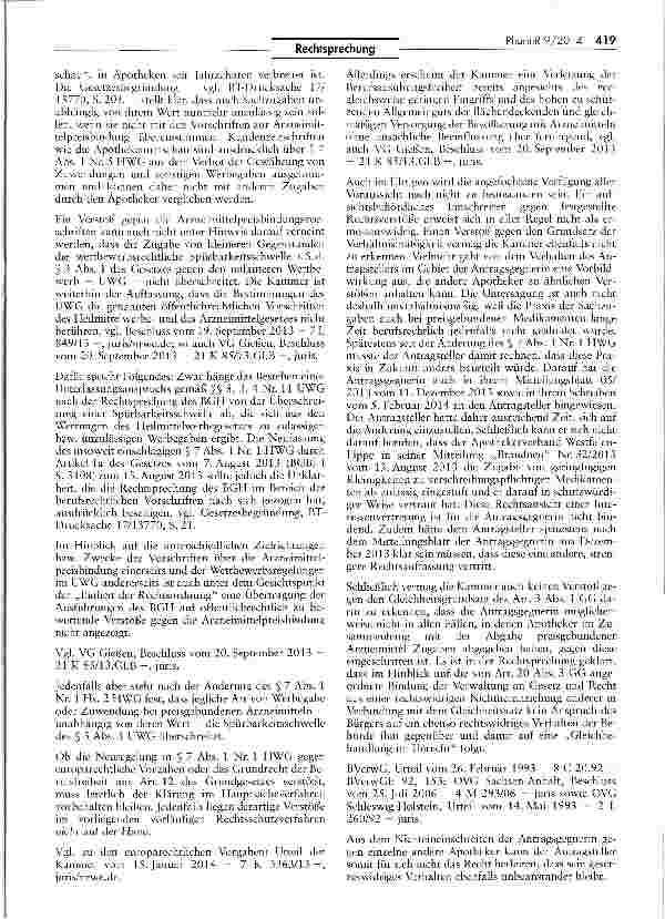 Vorschauseite 3: Keine Zugaben und Rabatte für verschreibungspflichtige Medikamente aus der ApothekeHeilBerG § 6 I Nr. 6; BO $ 19 Nr. 3; AMG § 78