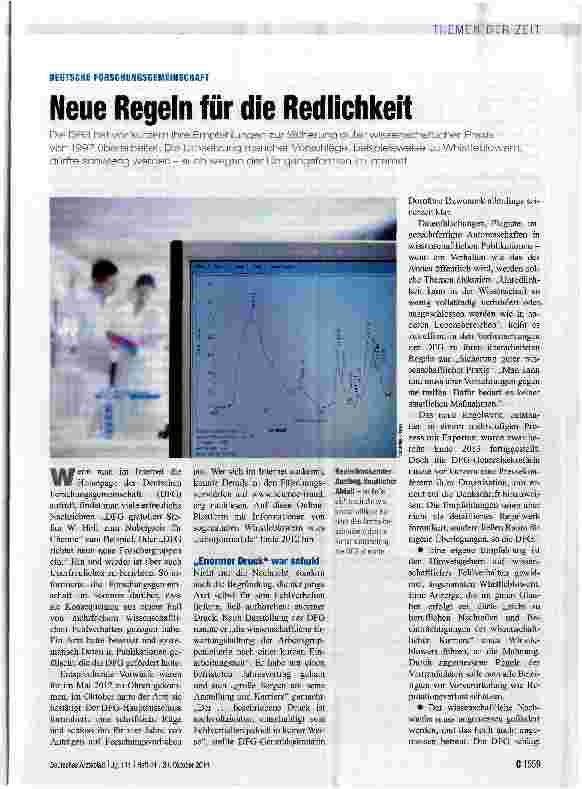 Vorschauseite 1: Neue Regeln für die Redlichkeit