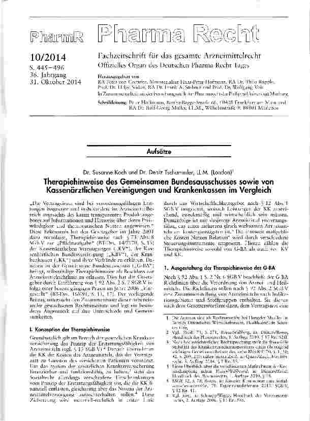 Vorschauseite 1: Therapiehinweise des Gemeinsamen Bundesausschusses sowie von Kassenärztlichen Vereinigungen und Krankenkassen im Vergleich