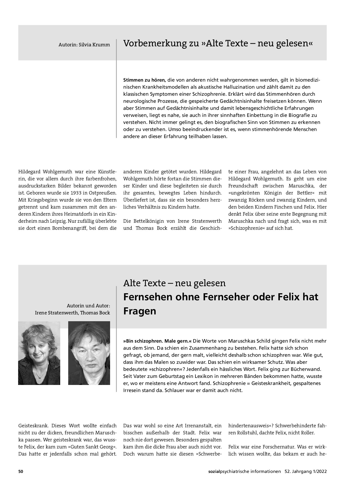 Vorschauseite 1: Alte Texte – neu gelesen. Fernsehen ohne Fernseher oder Felix hat Fragen