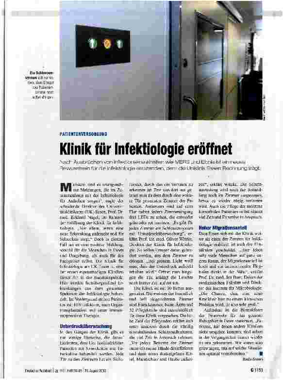 Vorschauseite 1: Klinik für Infektiologie eröffnet