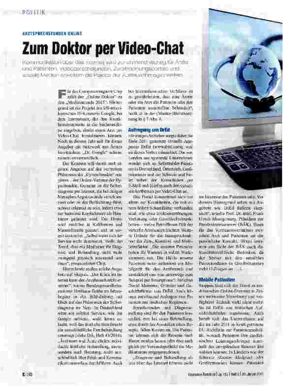 Vorschauseite 1: Zum Doktor per Video-Chat