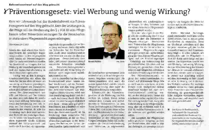 Vorschauseite 1: Präventionsgesetz: viel Werbung und wenig Wirkung?