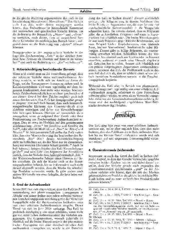 Vorschauseite 4: Die Entscheidungspraxis zu Arzneimittelmarken im Jahr 2014