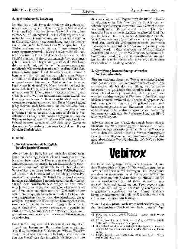 Vorschauseite 5: Die Entscheidungspraxis zu Arzneimittelmarken im Jahr 2014