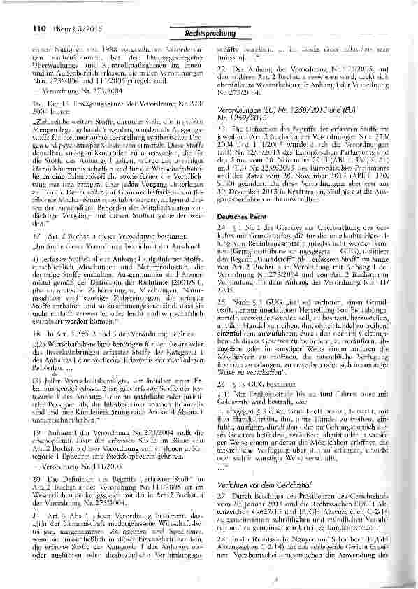 Vorschauseite 3: Drogenausgangsstoffe - Handel mit Arzneimitteln die Ephedrin oder Pseudoephedrin enthaltenVO (EG) Nr. 273/2004 Art. 2; VO (EG) Nr. 111/2005Art. 2