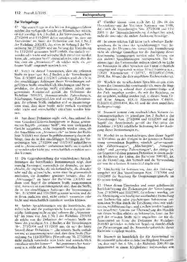 Vorschauseite 5: Drogenausgangsstoffe - Handel mit Arzneimitteln die Ephedrin oder Pseudoephedrin enthaltenVO (EG) Nr. 273/2004 Art. 2; VO (EG) Nr. 111/2005Art. 2