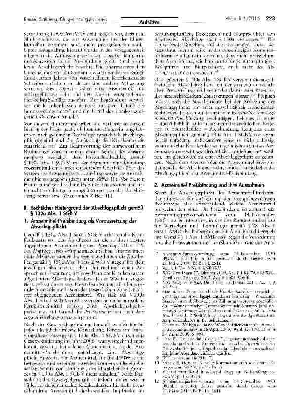 Vorschauseite 2: Abschlagspflicht gemäß § 130a Abs. 1 SGB V für humaneBlutgerinnungsfaktoren?