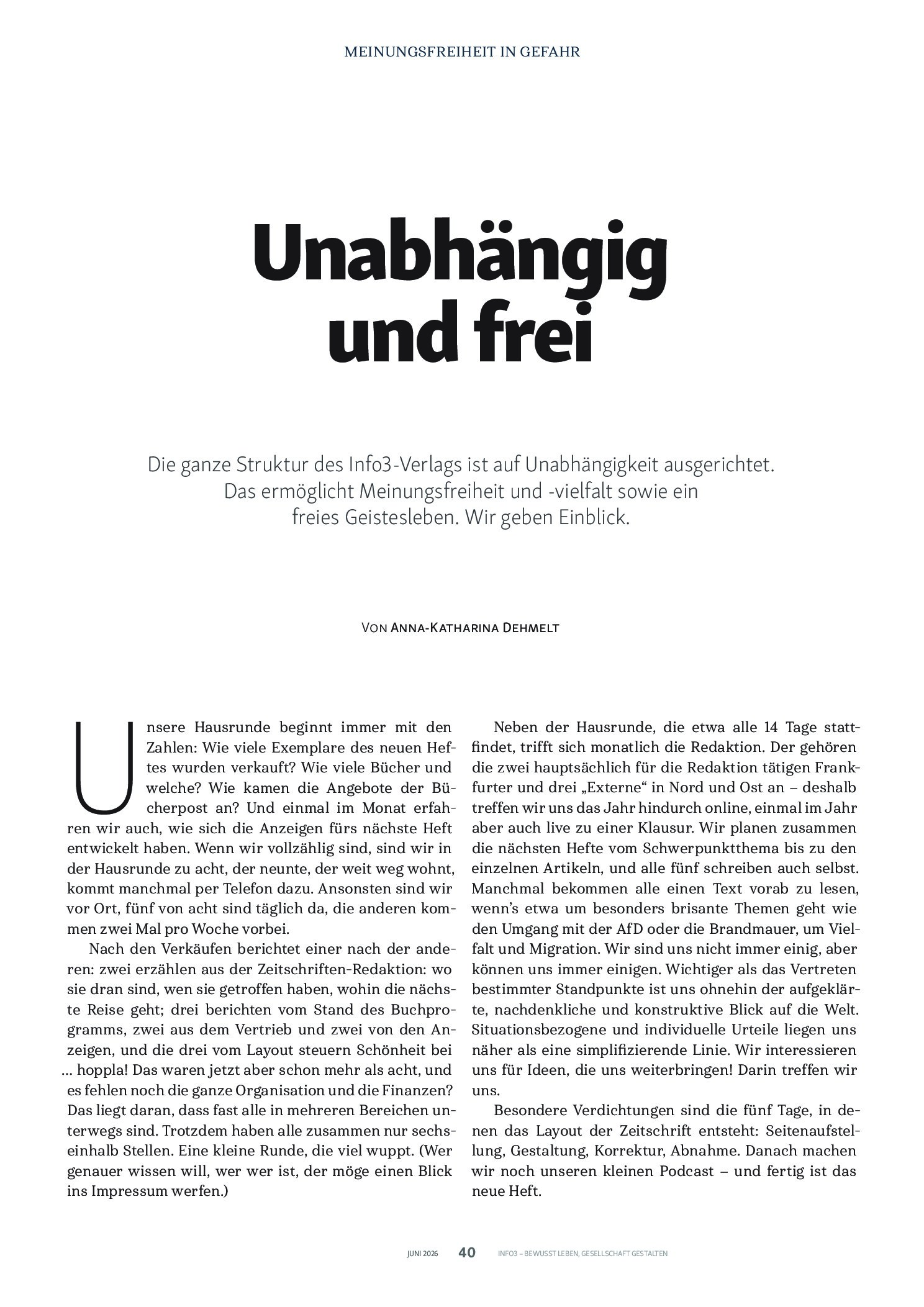 Vorschauseite 1: Unabhängig und frei