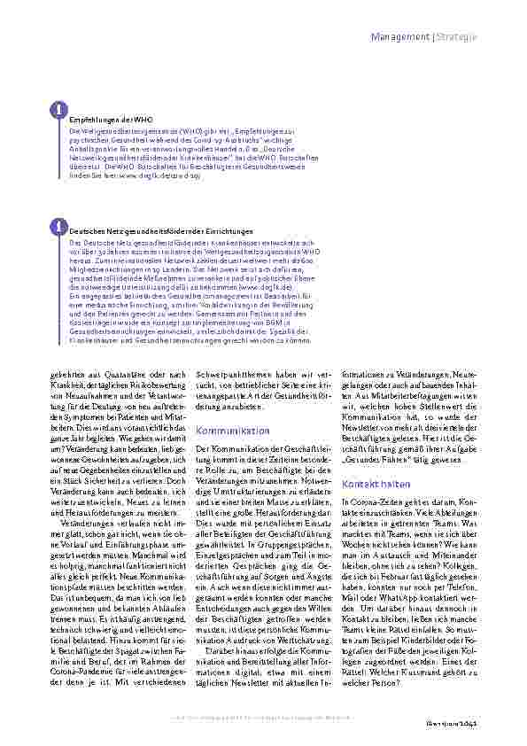 Vorschauseite 2: Betriebliches Gesundheitsmanagement: Krisenfest und flexibel.