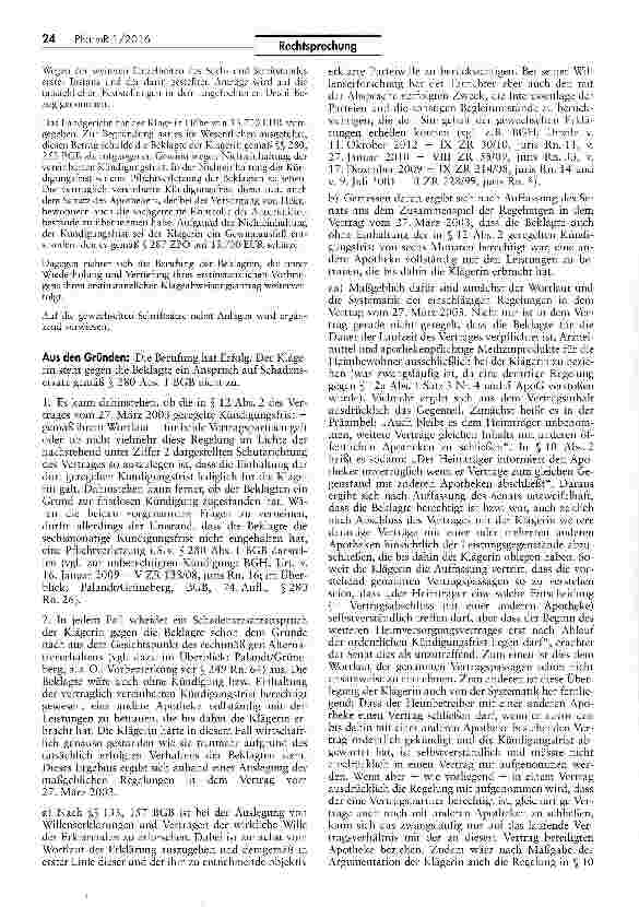 Vorschauseite 2: Sinn und Zweck von Verträgen i. S. v. § 12a Abs. 1 Satz 1 ApoG ApoG § 12a I 3 Nr. 5; BGB §§ 252, 280 I