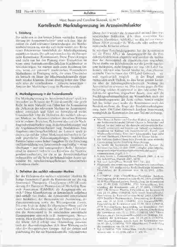 Vorschauseite 1: Kartellrecht: Marktabgrenzung im Arzneimittelsektor