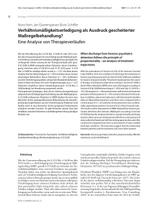 Vorschauseite 1: Verhältnismäßigkeitserledigung als Ausdruck gescheiterter Maßregelbehandlung? Eine Analyse von Therapieverläufen