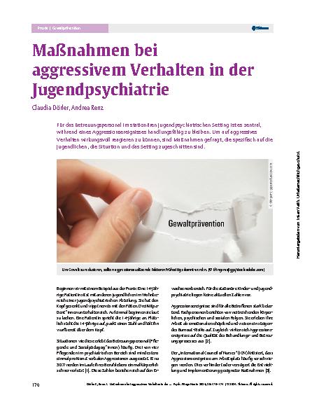 Vorschauseite 1: Maßnahmen bei aggressivem Verhalten in der Jugendpsychiatrie