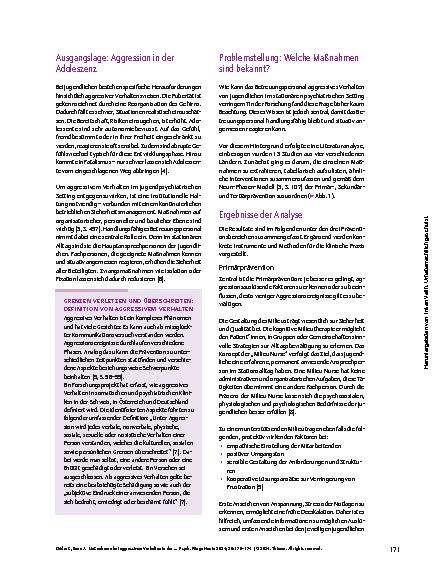 Vorschauseite 2: Maßnahmen bei aggressivem Verhalten in der Jugendpsychiatrie
