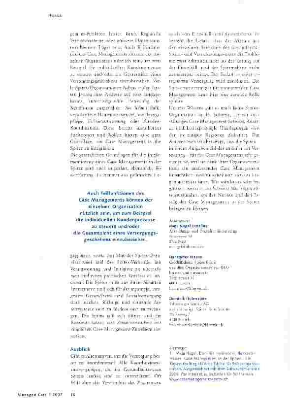 Vorschauseite 3: Case Management durch die Spitex