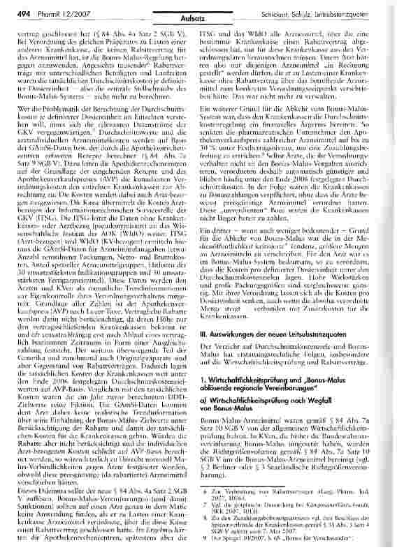 Vorschauseite 3: Leitsubstanzquoten statt Bonus-Malus