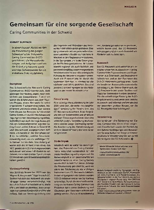 Vorschauseite 2: Gemeinsam für eine sorgende Gesellschaft: Caring Communities in der Schweiz