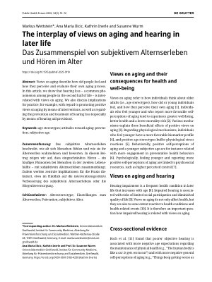 Vorschauseite 1: Das Zusammenspiel von subjektivem Alternserleben und Hören im Alter