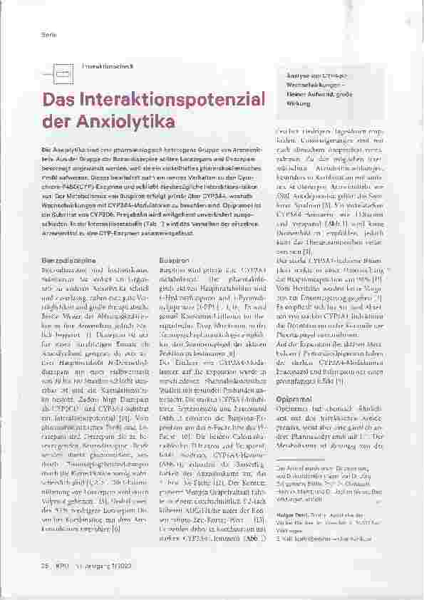 Vorschauseite 1: Das Interaktionspotenzial der Anxiolytika