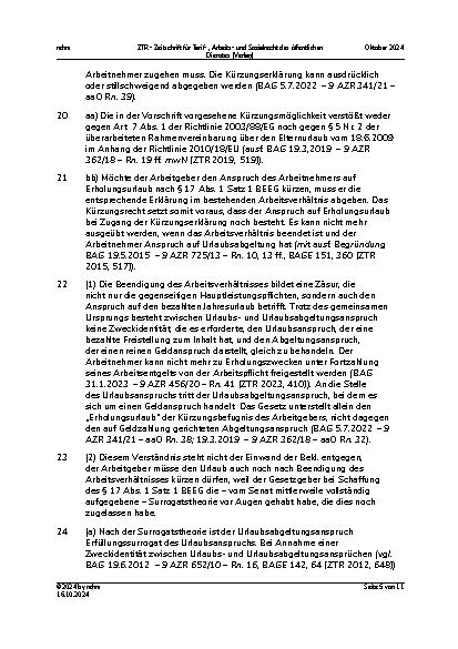 Vorschauseite 5: II. Allgemeines Arbeitsrecht Mutterschutz – Elternzeit – Urlaubskürzung – Berechnung der Urlaubsabgeltung