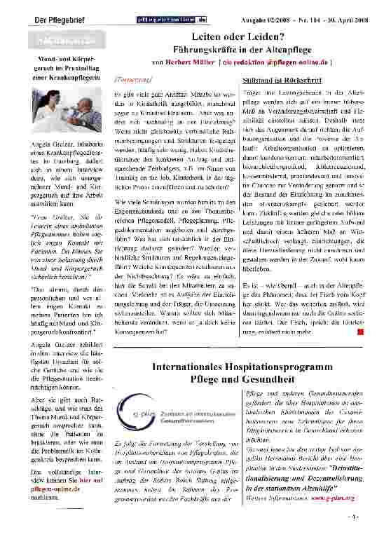 Vorschauseite 3: Leiten oder Leiden? Führungskräfte in der Altenpflege