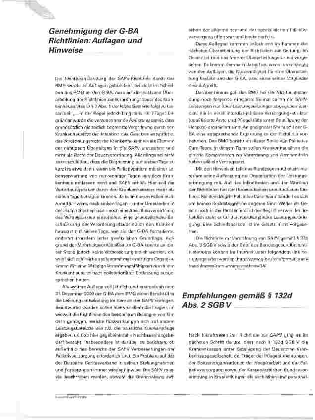 Vorschauseite 2: Spezialisierte ambulante PalliativversorgungEin weiterer Schritt zur Verbesserung der Versorgung sterbender Menschen zu Hause und in stationären Pflegeeinrichtungen