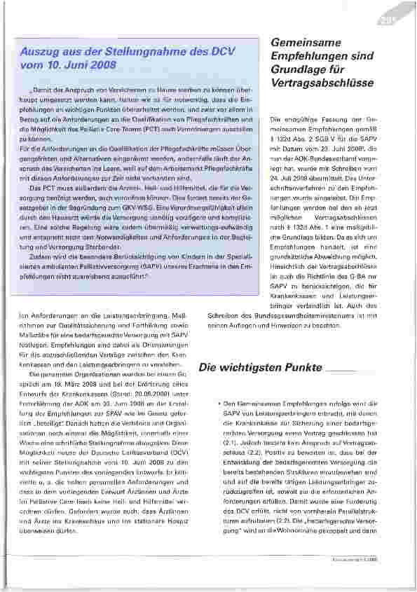 Vorschauseite 3: Spezialisierte ambulante PalliativversorgungEin weiterer Schritt zur Verbesserung der Versorgung sterbender Menschen zu Hause und in stationären Pflegeeinrichtungen