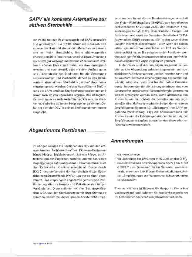 Vorschauseite 6: Spezialisierte ambulante PalliativversorgungEin weiterer Schritt zur Verbesserung der Versorgung sterbender Menschen zu Hause und in stationären Pflegeeinrichtungen