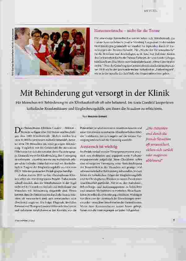 Vorschauseite 1: Mit Behinderung gut versorgt in der Klinik