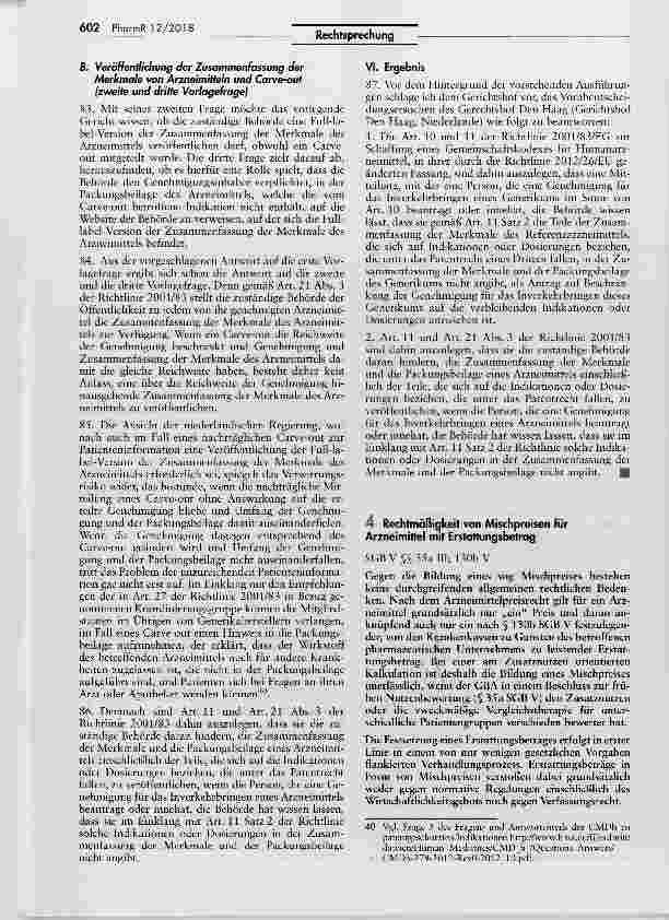 Vorschauseite 1: Rechtmäßigkeit von Mischpreisen für Arzneimittel mit Erstattungsbetrag