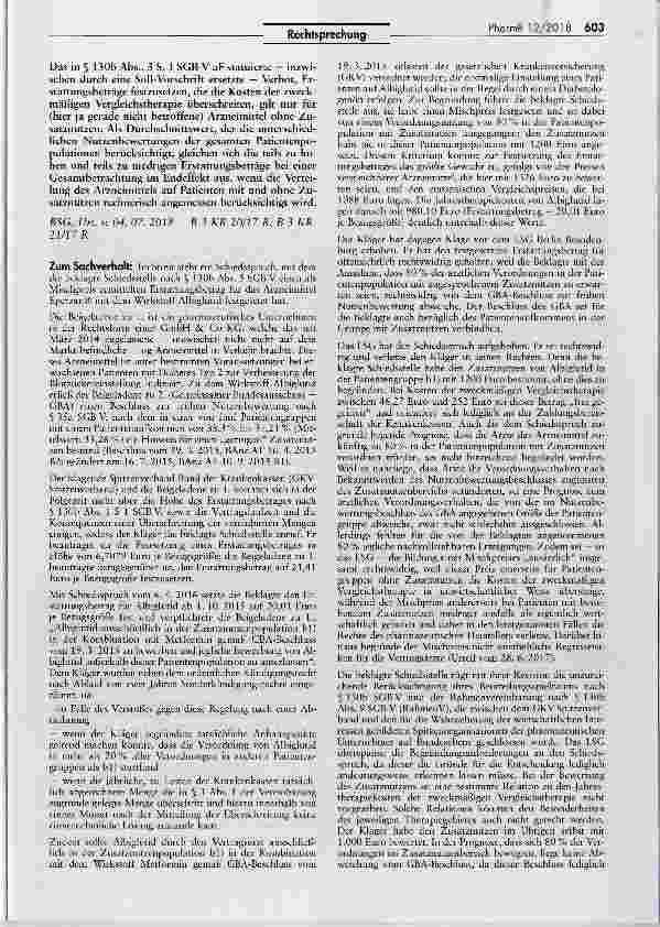 Vorschauseite 2: Rechtmäßigkeit von Mischpreisen für Arzneimittel mit Erstattungsbetrag