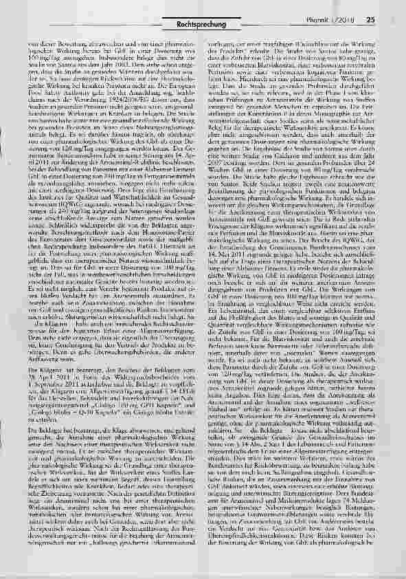 Vorschauseite 2: Abgrenzung Nahrungsergänzungsmittel/ Funktionsarzneimittel (Ginkgo biloba-Trockenextrakt)