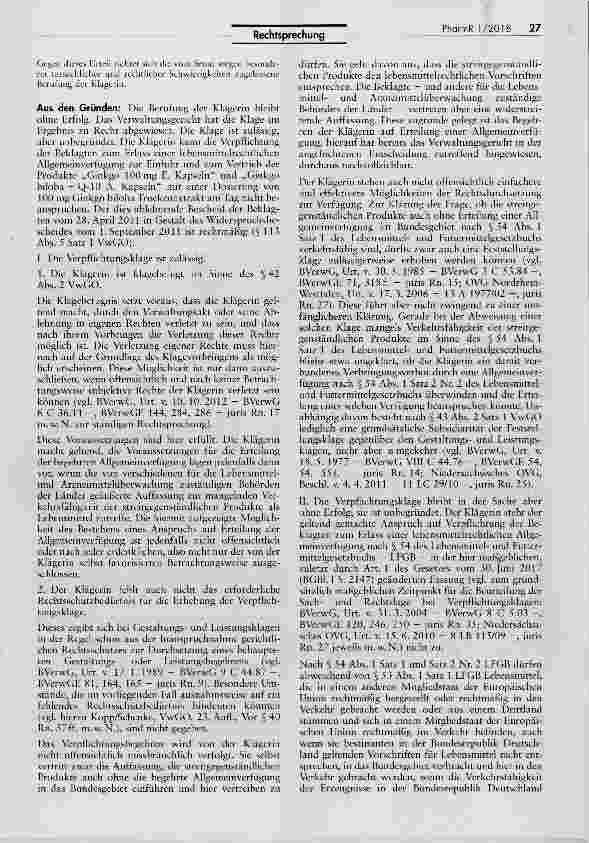 Vorschauseite 4: Abgrenzung Nahrungsergänzungsmittel/ Funktionsarzneimittel (Ginkgo biloba-Trockenextrakt)