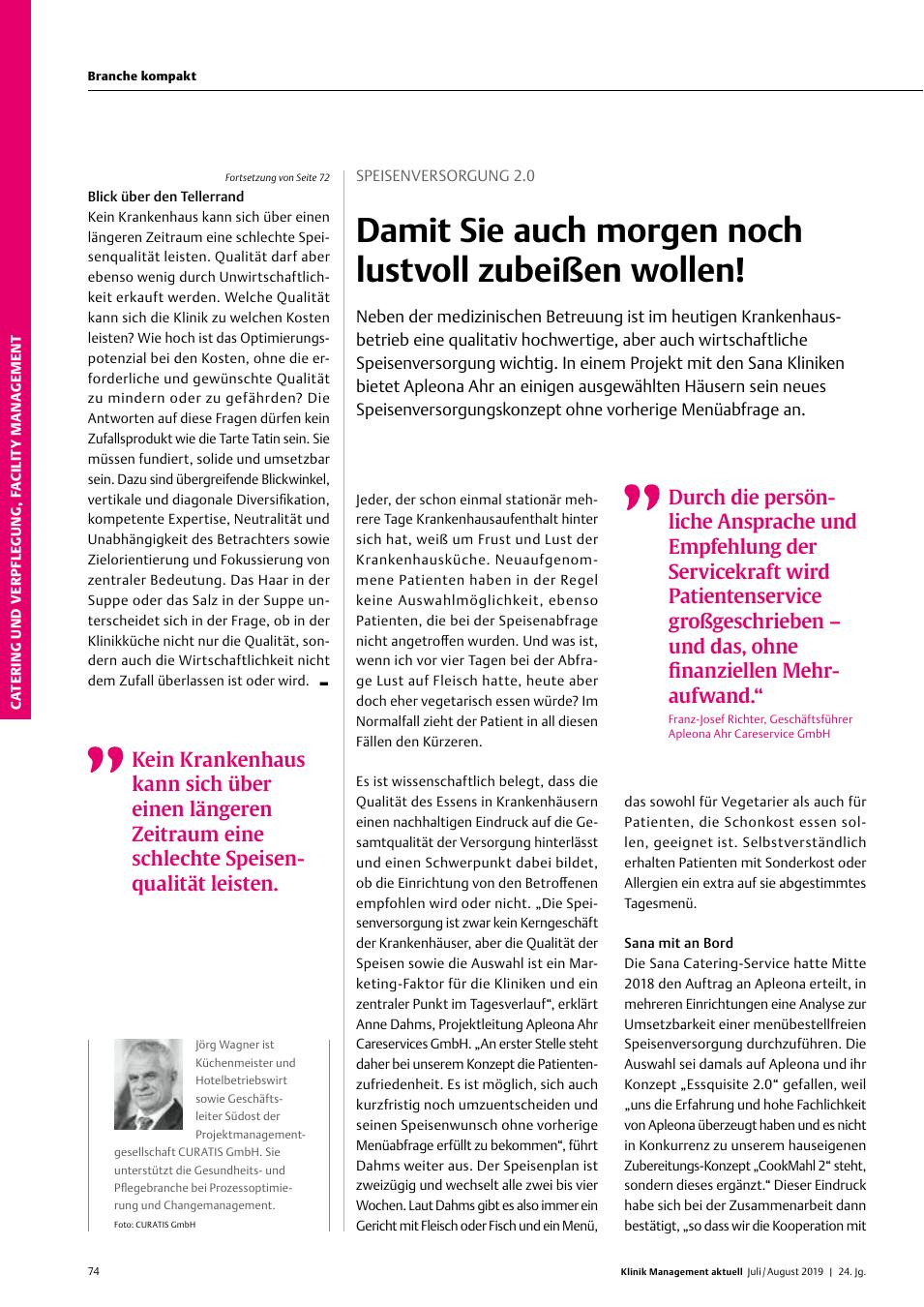 Vorschauseite 1: Speisenversorgung 2. 0: Damit Sie auch morgen noch lustvoll zubeißen wollen!