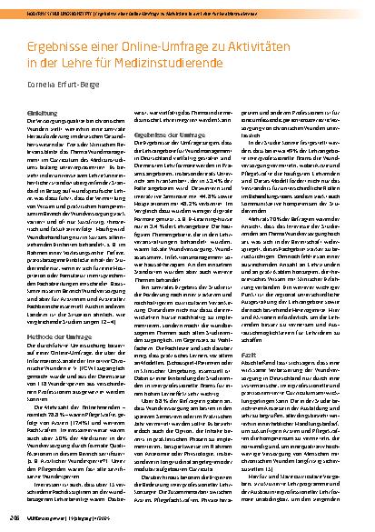 Vorschauseite 1: Ergebnisse einer Online-Umfrage zu Aktivitäten in der Lehre für Medizinstudierende