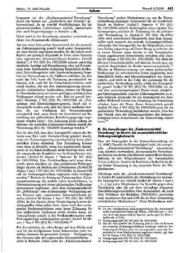 Vorschauseite 2: 15. AMG-Novelle — Die Erweiterung des arzneimittelrechtlichenOrdnungswidrigkeitsrechts auf der Grundlage der europäischen„Kinderarzneimittel-Verordnung