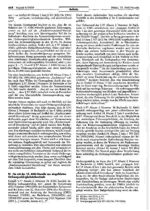 Vorschauseite 3: 15. AMG-Novelle — Die Erweiterung des arzneimittelrechtlichenOrdnungswidrigkeitsrechts auf der Grundlage der europäischen„Kinderarzneimittel-Verordnung