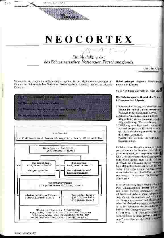 Vorschauseite 1: Neocortex Ein Modellprojekt des Schweizerischen Nationalen Forschungsfonds
