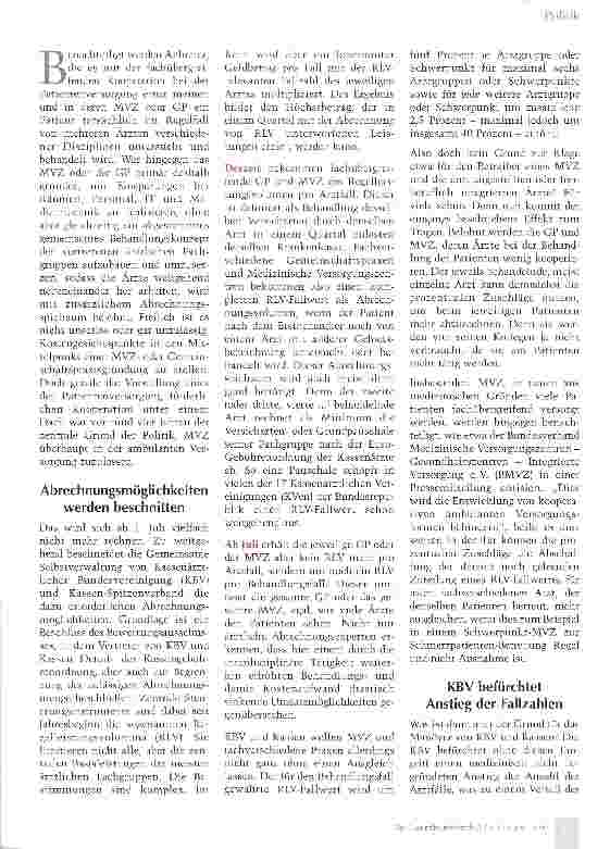 Vorschauseite 2: Echte medizinische Kooperation greift nicht mehr