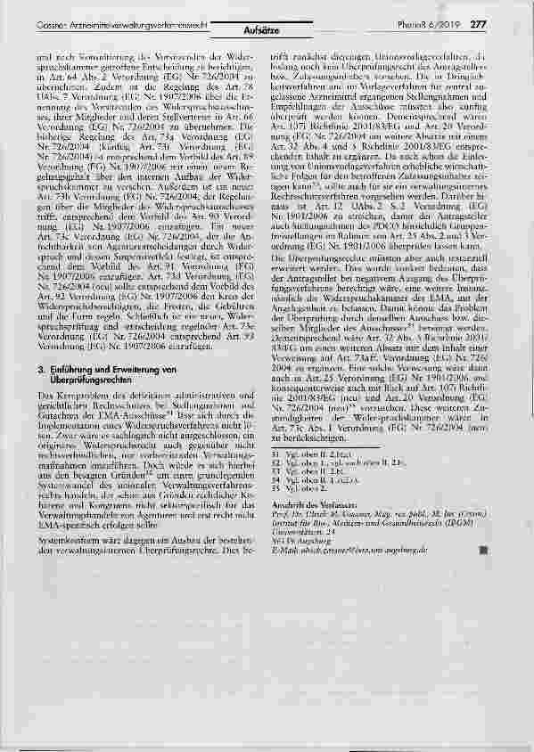Vorschauseite 5: Europäisches Arzneimittelverwaltungsverfahrensrecht - Praxisdefizite undReformoptionen (Teil 2)