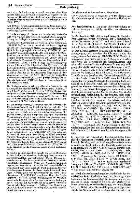 Vorschauseite 2: Künstliche Marktabschottung (KLACID PRO)