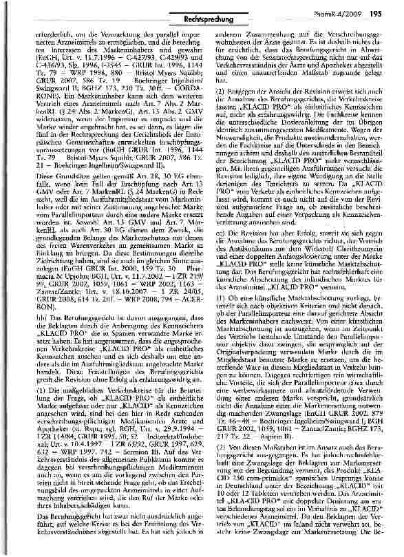 Vorschauseite 3: Künstliche Marktabschottung (KLACID PRO)