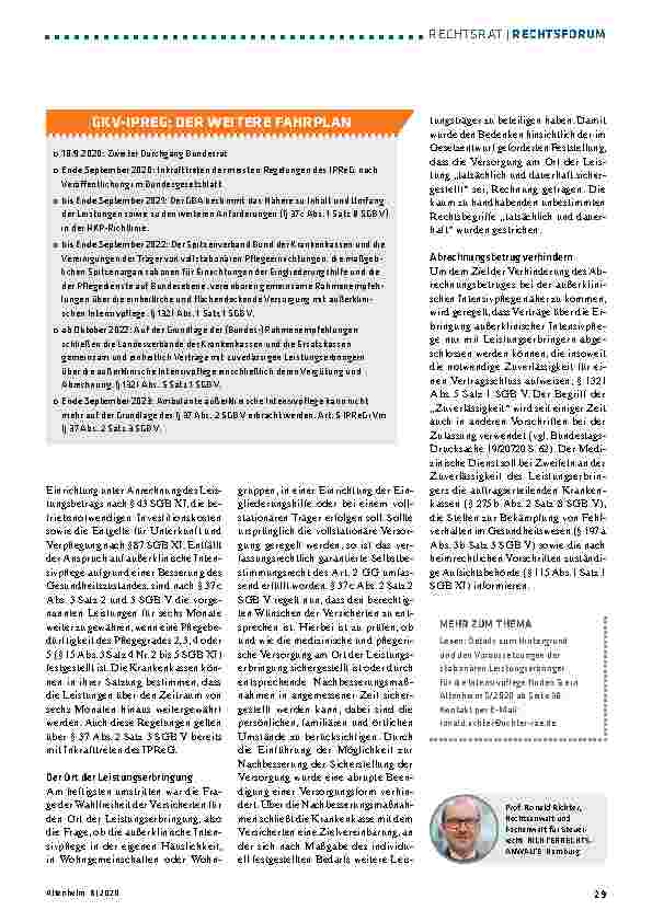 Vorschauseite 2: IPReG: Kommt jetzt die vollstationäre Intensivpflege?