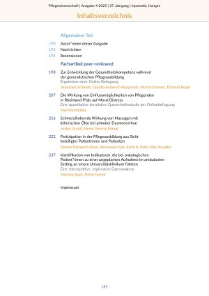 Vorschauseite 3: Pflegewissenschaft Heft 4-2025